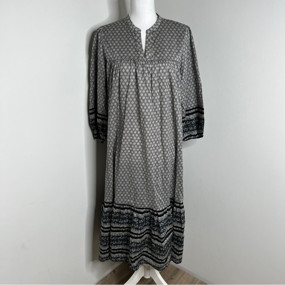 Uniqlo x Anna Sui Black Floral Prairie Midi Dress Size M